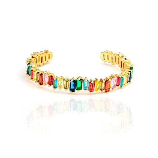 fashion rainbow series shell bracelet&bangle jewelry colorful zircon adjustable bracelet copper cross chain bracelets gift