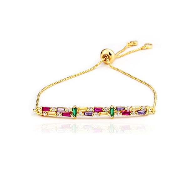 fashion rainbow series shell bracelet&bangle jewelry colorful zircon adjustable bracelet copper cross chain bracelets gift