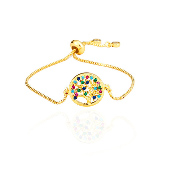 fashion rainbow series shell bracelet&bangle jewelry colorful zircon adjustable bracelet copper cross chain bracelets gift