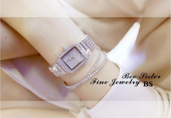 Hot New Square Women Watch Rhinestone Watches Diamond Dress Watch Bracelet Wristwatch ladies Crystal Watch relogio feminino 2018