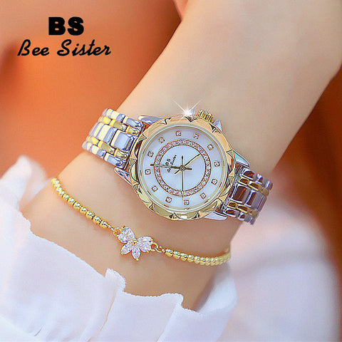 Hot Sale Women Watches BS Luxury Brand Gold Silver Fashion Quartz Watch Austria Rhinestone Lady Wristwatches Lover Birthday Gift