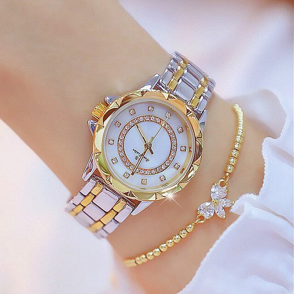 Hot Sale Women Watches BS Luxury Brand Gold Silver Fashion Quartz Watch Austria Rhinestone Lady Wristwatches Lover Birthday Gift