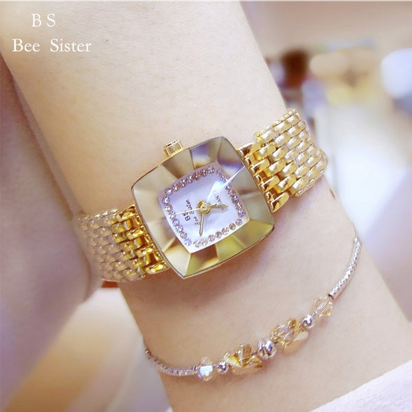 BS Brand Diamond Luxury Quartz Women Watches Dress Ladies Watch Rhinestone Crystal Gold Bracele Clock Female Relogio Feminino