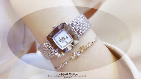 BS Brand Diamond Luxury Quartz Women Watches Dress Ladies Watch Rhinestone Crystal Gold Bracele Clock Female Relogio Feminino