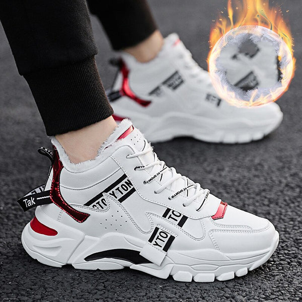 New Winter Men's Boots Fashion Thick Bottom Non-slip Warm Winter Shoes For Men Fur Warm Ankle Snow Boots Footwear Male Sneakers