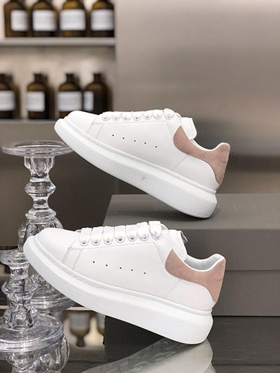 BELLECOM 2019Women's Small White mcqueen shoes Breathable Muffin Thick-soled Lace zapatos de mujer sapato feminino sneakers