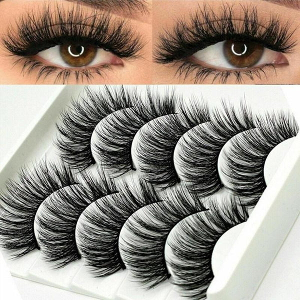 5Pair Mink Hair False Eyelashes Natural Cross