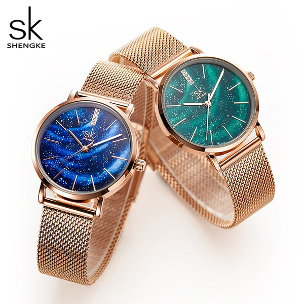 Shengke Women Watches Starry Green