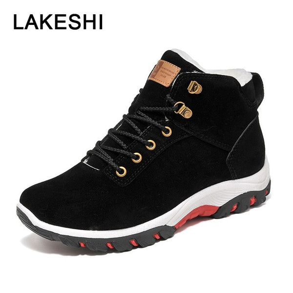 LAKESHI Men Boots Non-slip Snow Boots Men Ankle Boots Fashion Men Fur Boots Winter Keep Warm man sneakers Work Shoes 3 Color