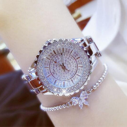 BS Women Quartz Watches Fashion Luxury Lady Rhinestone Wristwatch Ladies Crystal Dress Bracelet Gold Watch Clock relojes mujer