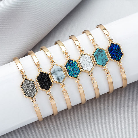 14 Colors vinta Drusy Bracelet Imitation Crystal Stone Druzy Bracelets Gold Silver Color Brand Jewelry for Womens gift 2019 sale