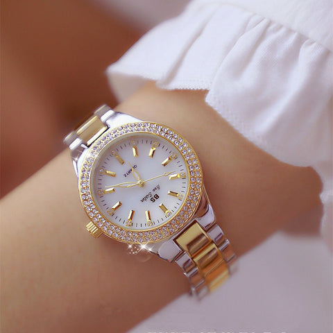 2019 Luxury Brand lady Crystal Watch Women Dress Watch Fashion Rose Gold Quartz Watches Female Stainless Steel Wristwatches