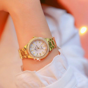 2019 Luxury Brand lady Crystal Watch Women Dress Watch Fashion Rose Gold Quartz Watches Female Stainless Steel Wristwatches