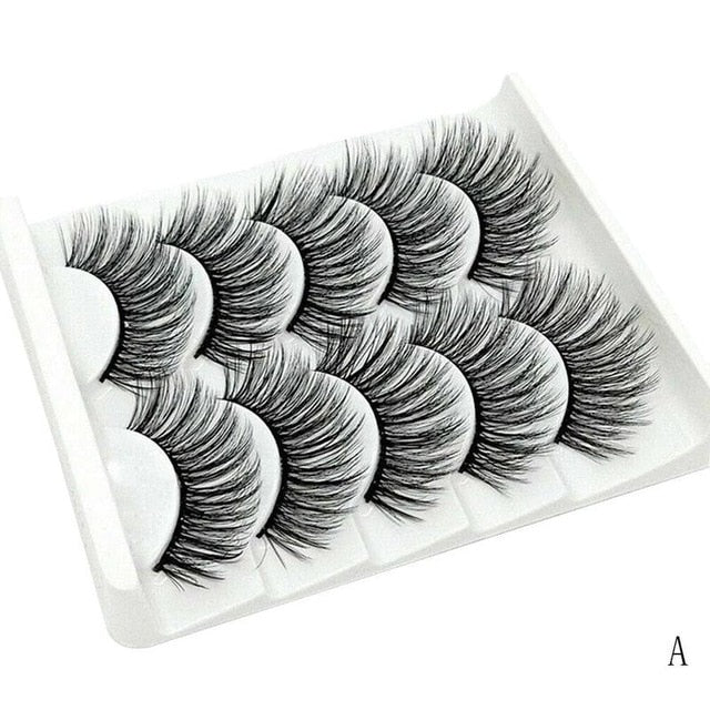 5Pair Mink Hair False Eyelashes Natural Cross