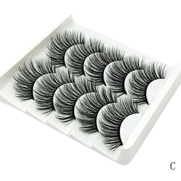 5Pair Mink Hair False Eyelashes Natural Cross