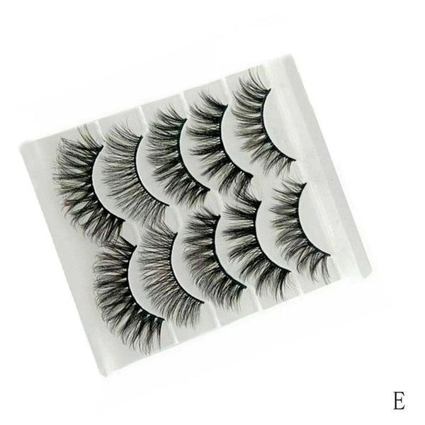 5Pair Mink Hair False Eyelashes Natural Cross